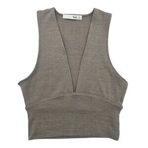 Aritzia Wilfred Free Valeria Deep V-Neck Top XS, Taupe